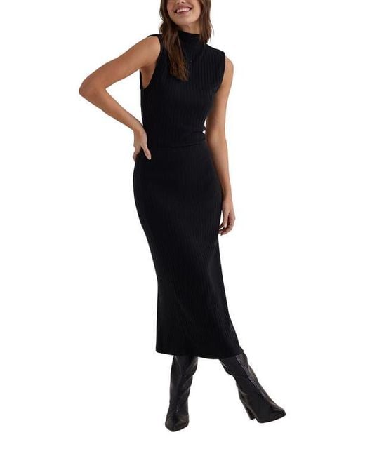 Bella Dahl Black Rib Knit Midi Skirt