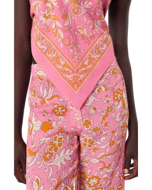 Maje Pink Patterned Linen Trousers