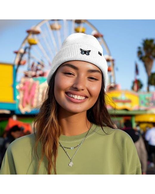 Alix White Butterfly Beanie