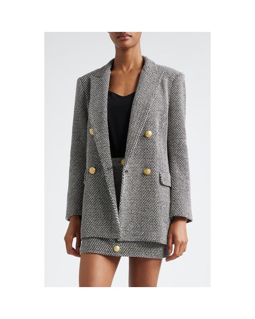 L'Agence Gray Riva Double Breasted Knit Blazer