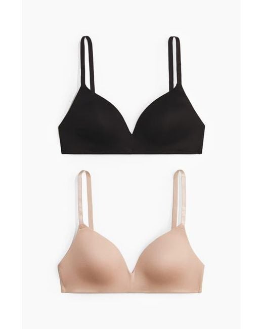 H&M Black 2-Pack Microfibre Non-Wired Bras
