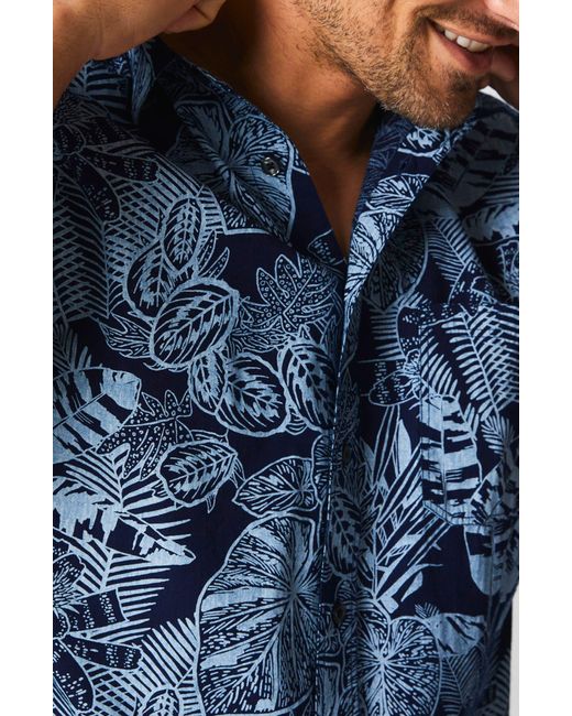Billy Reid Blue Floral Short Sleeve Button-up Shirt for men