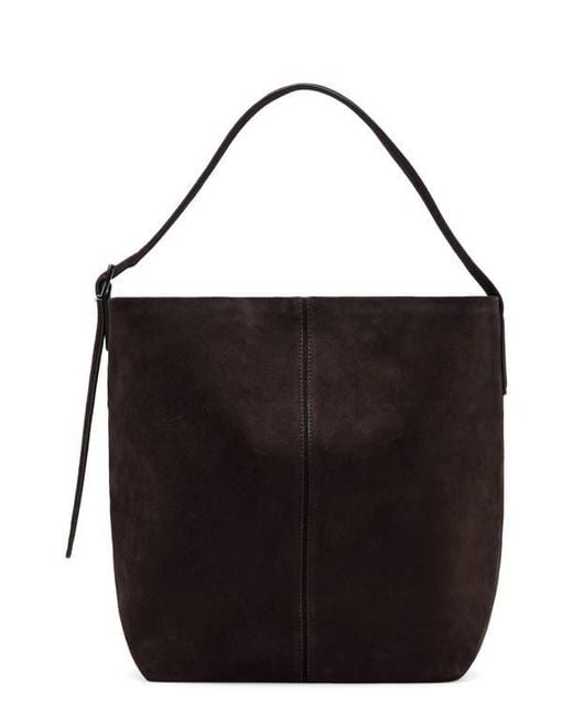 Mango Black Large Suede Bucket Bag
