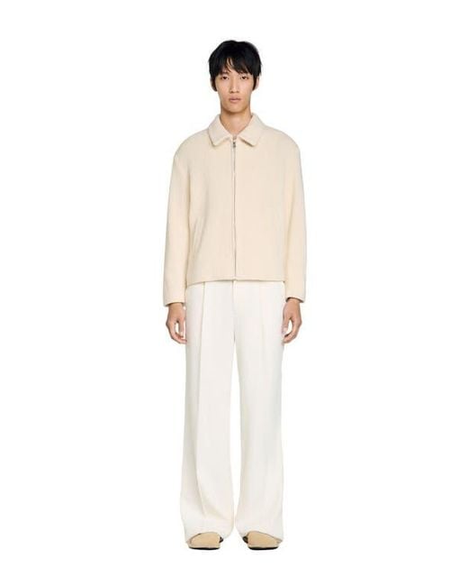 Sandro Natural Knit-Effect Regular-Collar Jacket for men