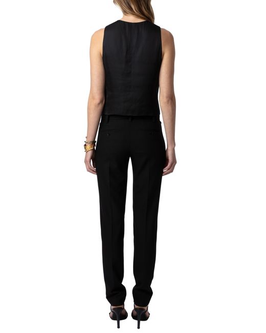 Zadig & Voltaire Black Emaux Sleeveless Satin Top