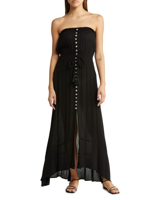 Elan Black Strapless Maxi Cover-up Dress