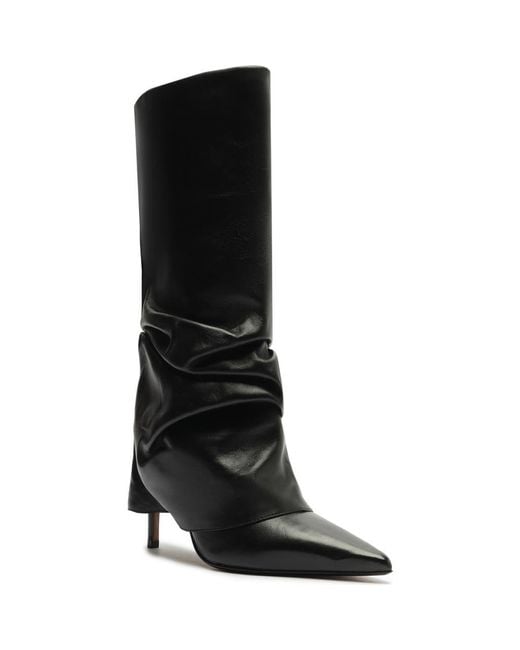 SCHUTZ SHOES Black Mikki Up Cloak Pointed Toe Boot