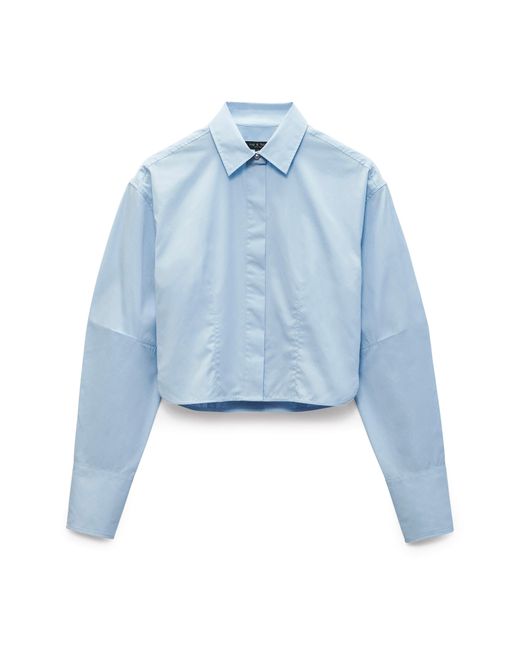 Rag & Bone Blue Claudia Crop Button-up Shirt