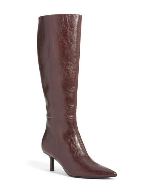 Open Edit Brown Elara Pointed Toe Knee High Boot