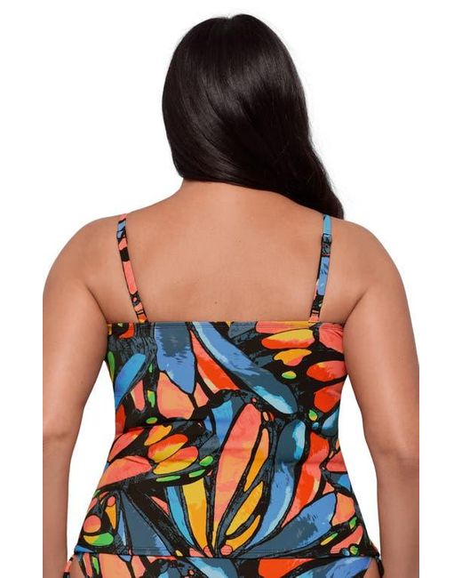 S3 Multicolor Classic Shirred Front Tankini Top