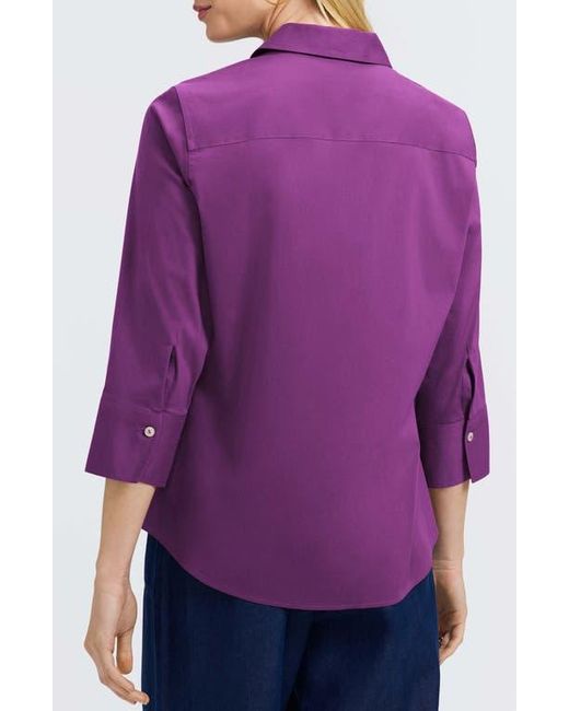 Foxcroft Purple Mary Button-Up Blouse