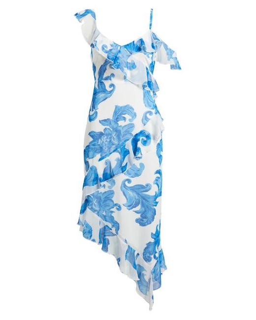 Sam Edelman Blue Scroll Print Asymmetric Dress