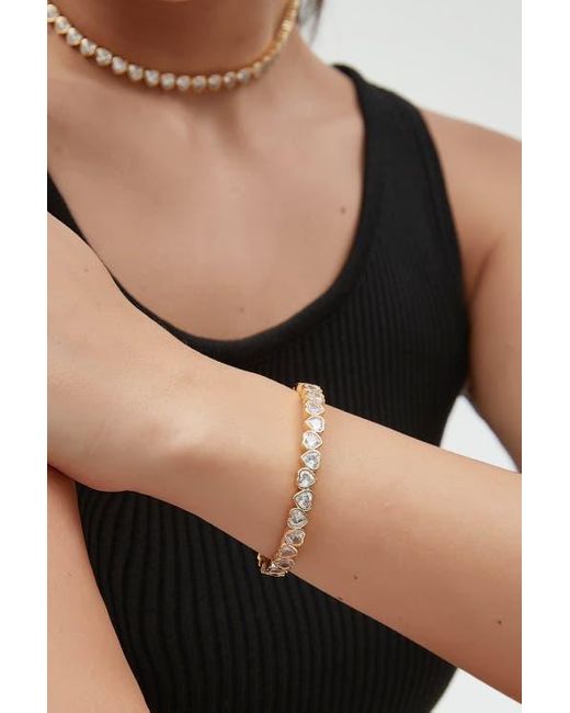 Classicharms Metallic Heart Shaped Cubic Zirconia Cuff Bracelet Set