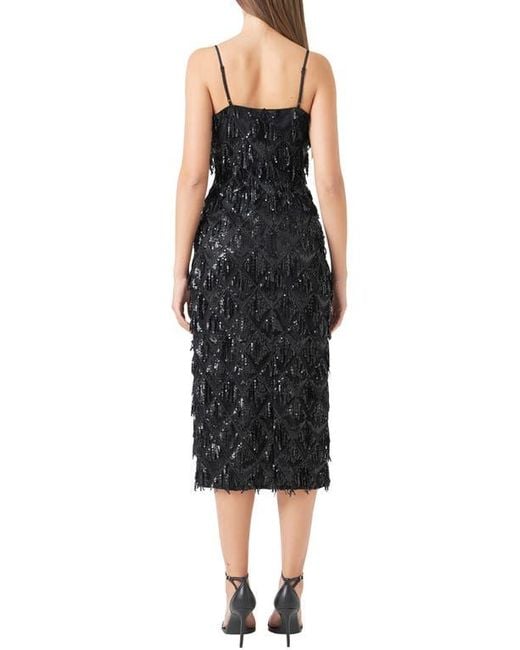 Endless Rose Black Diagonal Sequin Dress