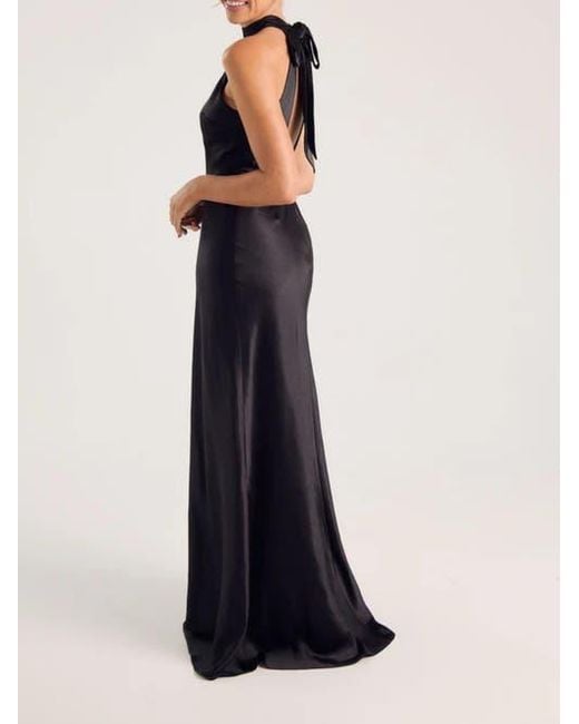 Six Stories Blue Halter Neck Satin Bridesmaid Dress