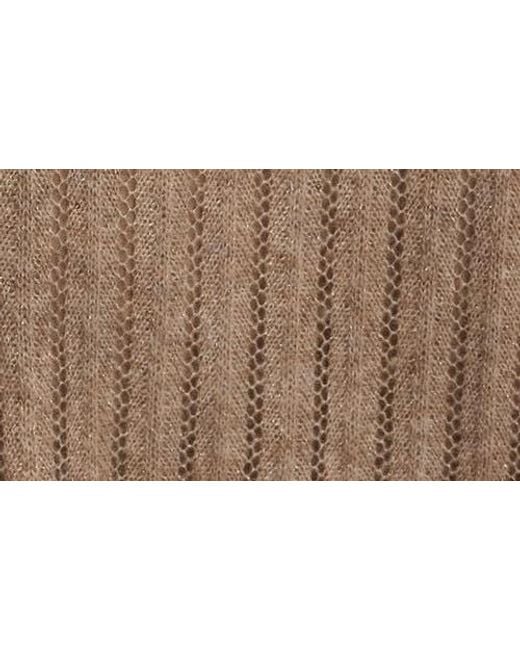 Donna Karan Brown Pointelle Cardigan