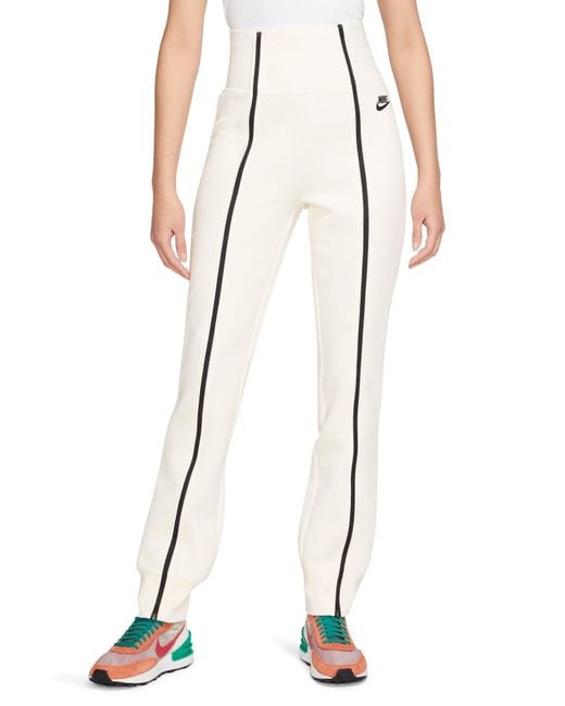 Nike White Sportswear Tech Fleece High Waist Slim Zip Pants