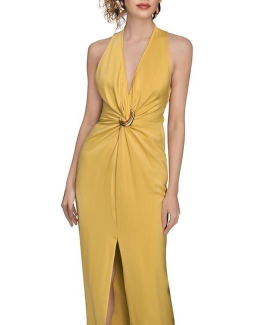 Donna Karan Yellow Twisted Sleeveless Gown