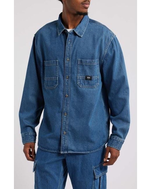 Vans Blue Stevens Denim Button-Up Shirt for men