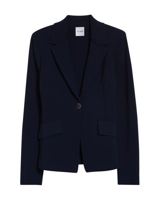 St. John Blue Harper One-Button Knit Jacket