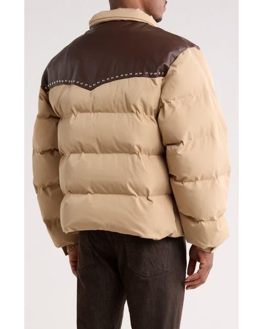 Nothing Grows Overnight Natural Western Down Puffer Jacket for men