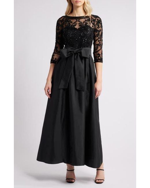 Pisarro Nights Beaded Illusion Neck Taffeta Cocktail Dress in Black | Lyst Pisarro Nights Beaded Illusion Neck Taffeta Cocktail Dress in Black | Lyst