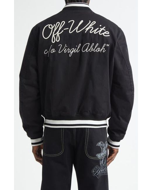Off-White c/o Virgil Abloh Black Script Souvenir Varsity Jacket for men