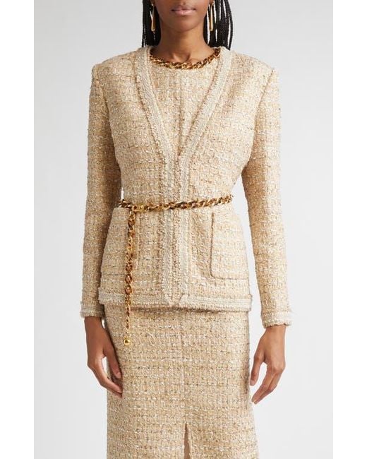 St. John Natural Tweed Jacket With Chain Belt