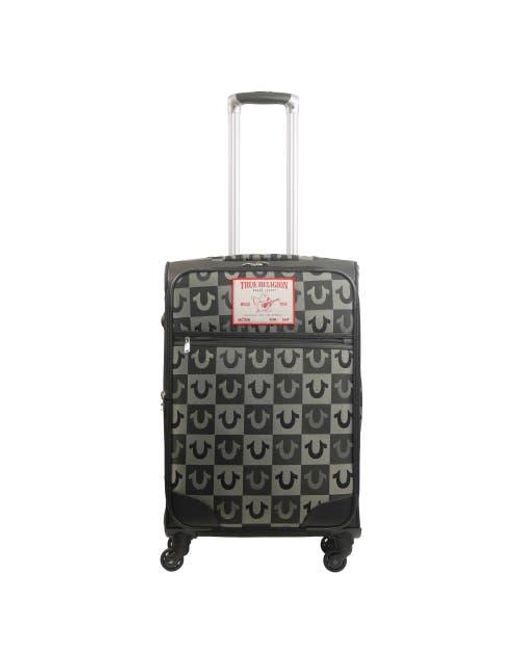 True Religion Black Soft Sided 27 Expandable, Checkered Spinner Luggage