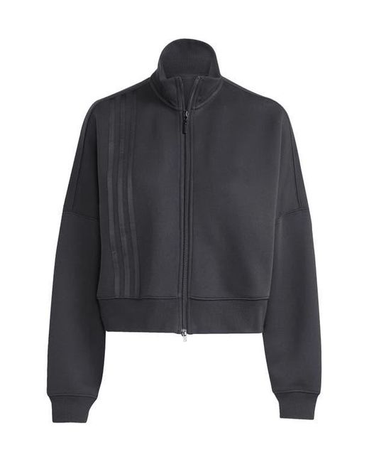 Adidas Black 3-Stripes Zip Front Cotton Blend Jacket