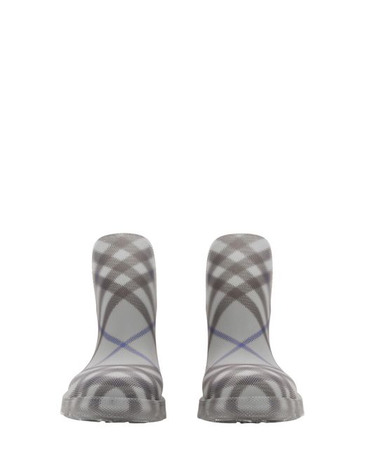 Burberry White Marsh Check Textured Ankle Boot