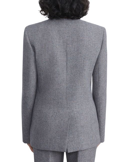 Lafayette 148 New York Check Wool Blend Double Breasted Blazer in Gray