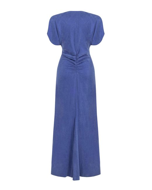 Nocturne Blue Draped V-neck Dress