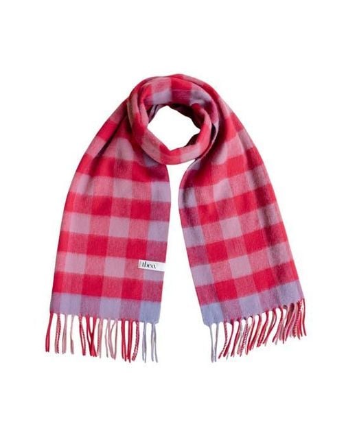 TBCo Red Lambswool Geomteric Pattern Oversized Scarf