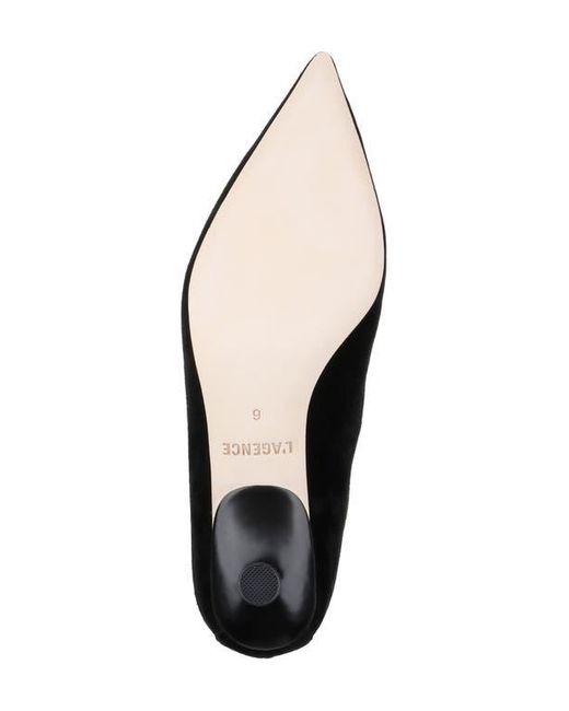 L'Agence Black Emilie Pointed Toe Kitten Heel Knee High Boot