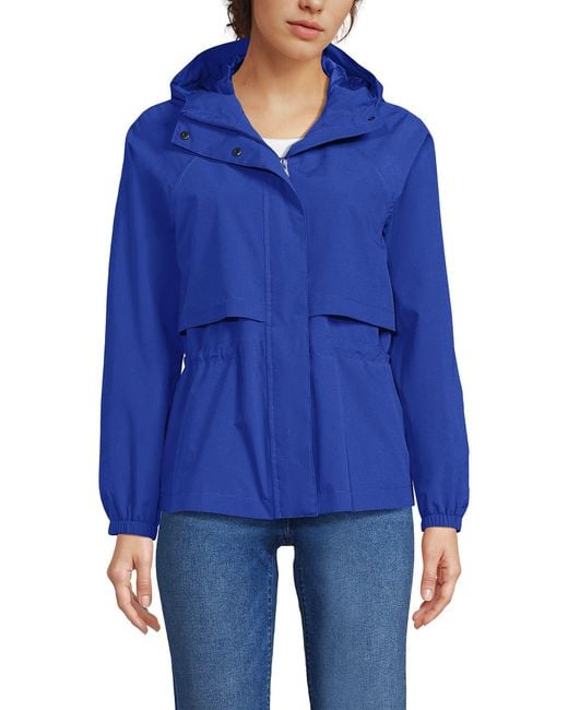 Lands' End Blue Squall Packable Rain Jacket