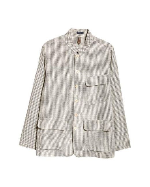 Drake's Check Linen Forestiere Jacket in Gray for Men | Lyst
