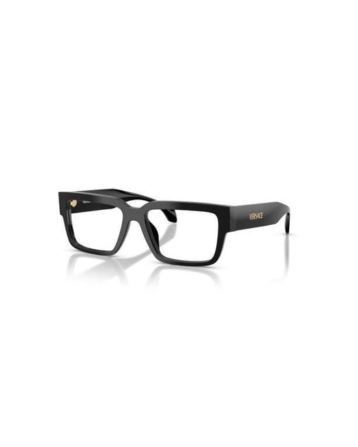 Versace Black 55Mm Rectangle Optical Glasses for men