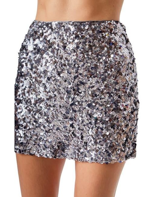 Endless Rose Blue Multi Sequin Miniskirt