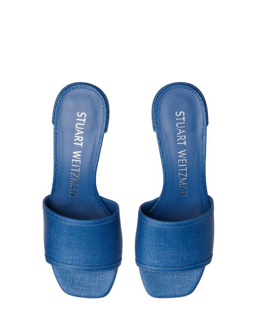 Stuart Weitzman Blue Cayman 35 Block Slide Sandal