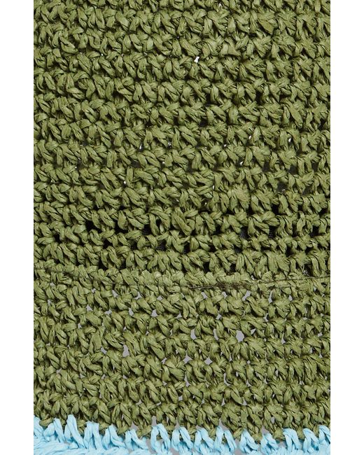 BP. Green Crochet Stitch Straw Bucket Hat