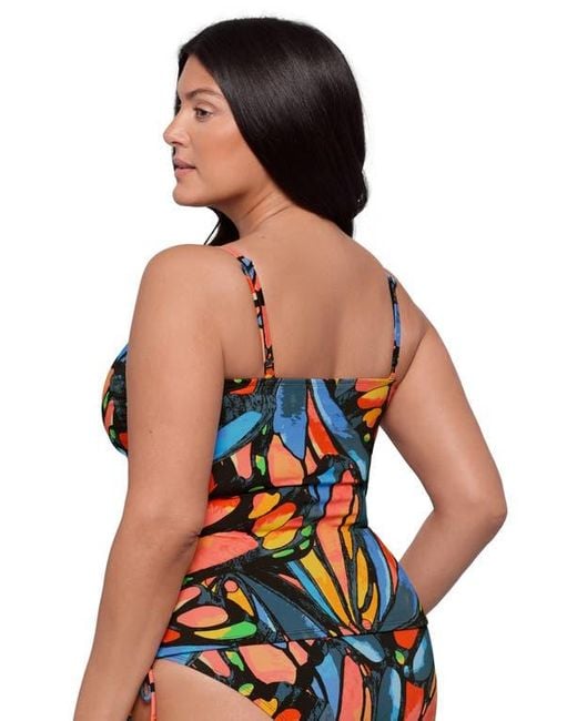 S3 Multicolor Classic Shirred Front Tankini Top