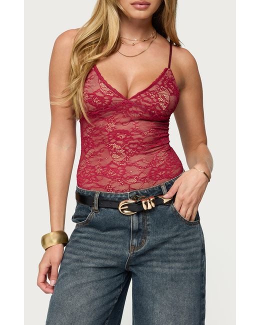 Edikted Red Lace Bodysuit