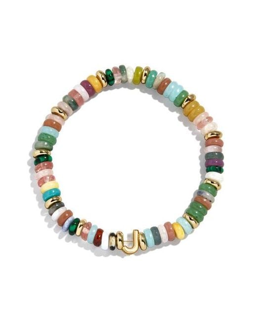 BaubleBar Blue Amaris Semiprecious Initial Beaded Stretch Bracelet