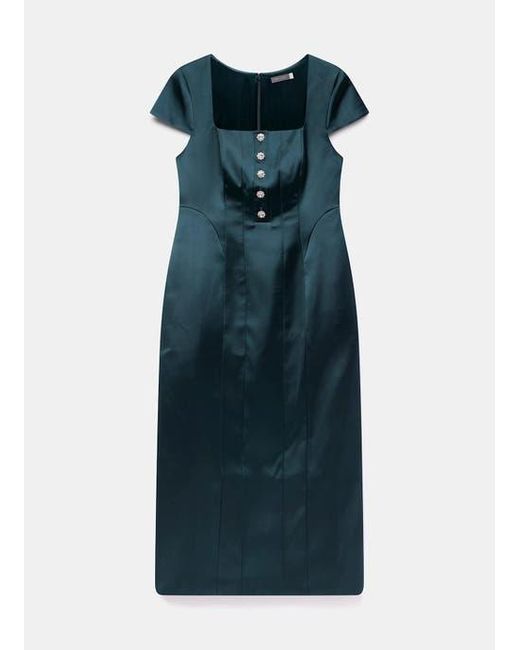Mint Velvet Blue Satin Midi Dress
