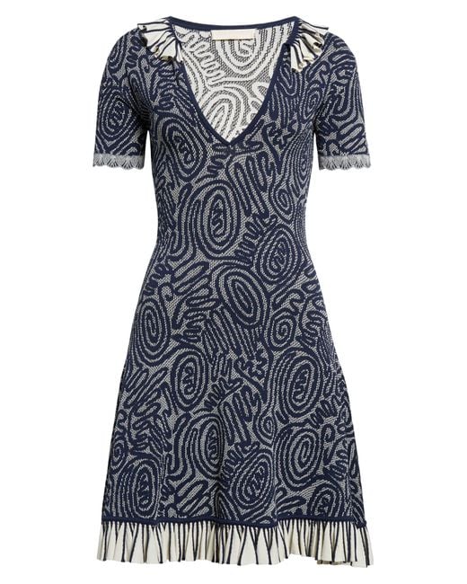 Ulla Johnson Blue Gabrielle Abstract Print Jacquard Dress