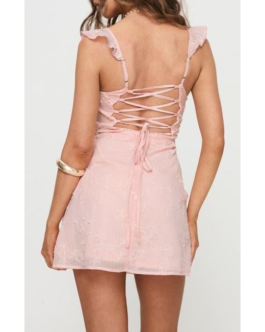 Princess Polly Pink Landon Lace-Up Minidress