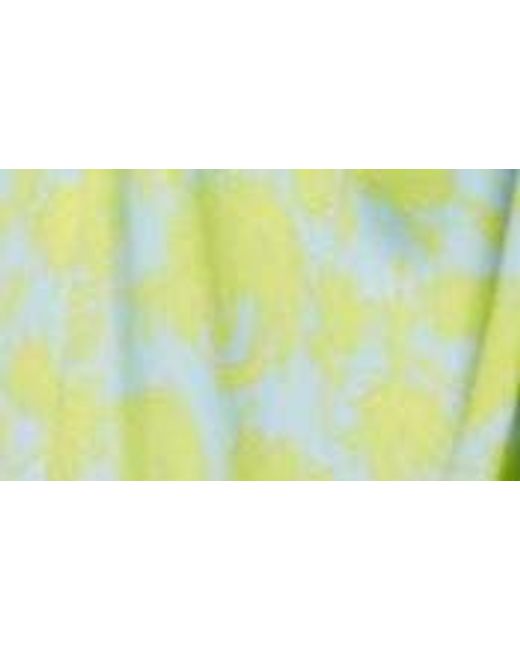 Cinq À Sept Green Peeta Floral Print Ruched Maxi Dress