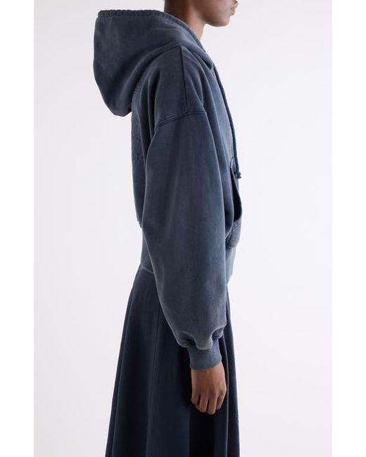 Acne Blue Felly Logo Embossed Zip Hoodie