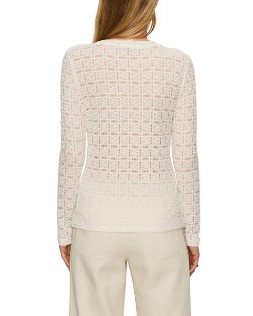 Sanctuary Natural Perfect Long Sleeve Puckered Lace T-Shirt